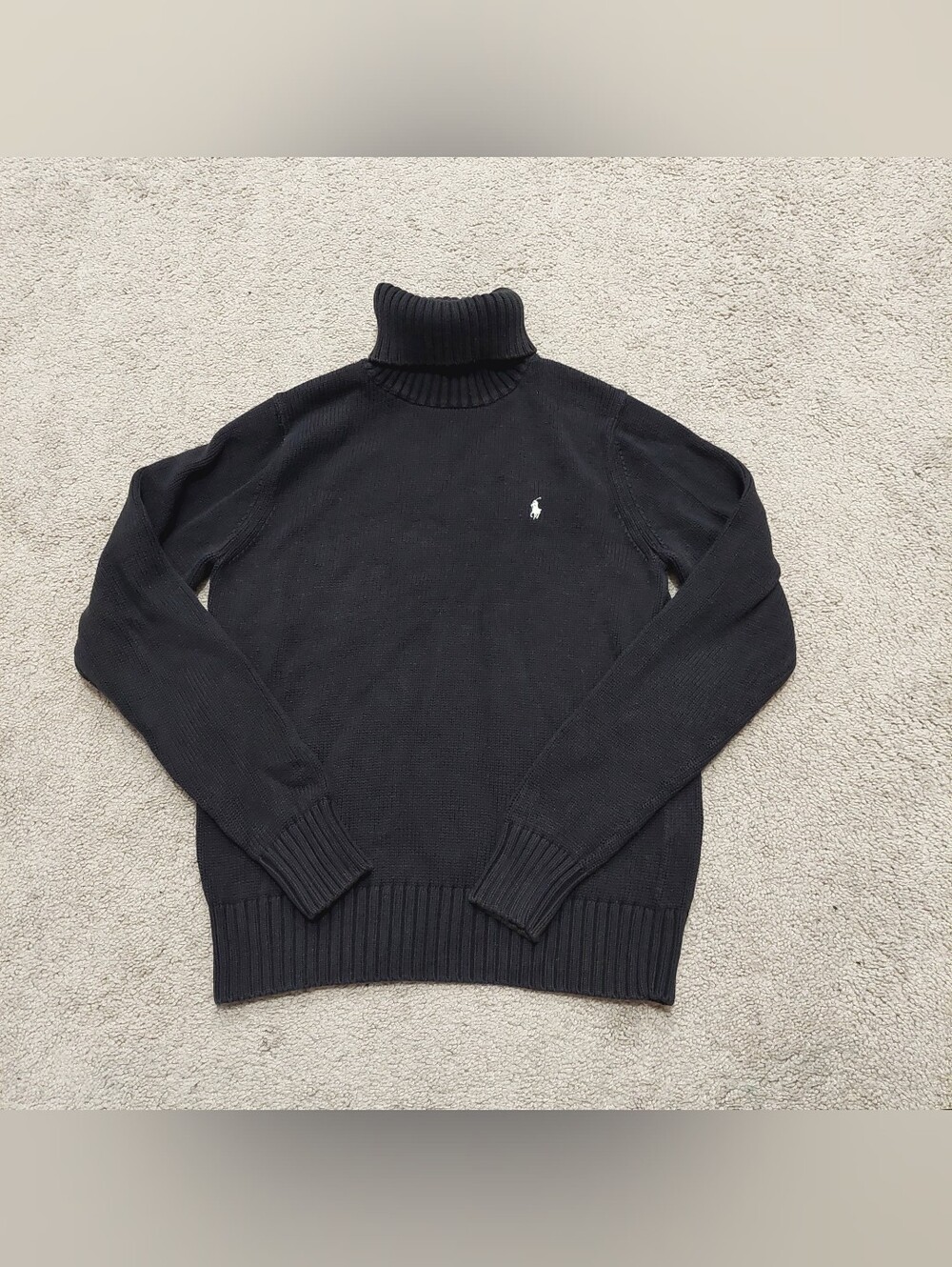 Ralph Lauren Sport Turtleneck Sweater XL Black With White Pony Long Sleeve